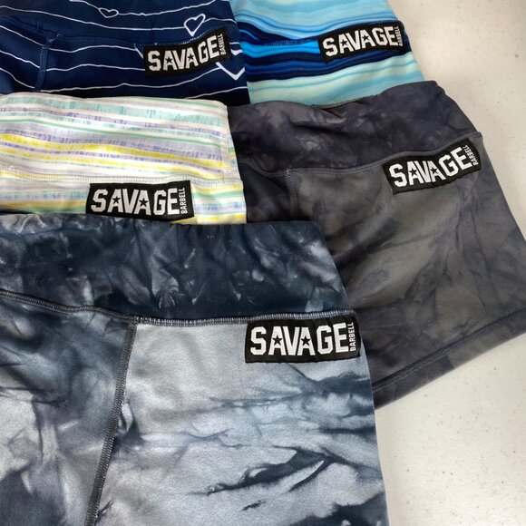 Savage Barbell Booty Shorts Womens Small Bundle or 5 Tie Dye Striped Hearts - Picture 2 of 5